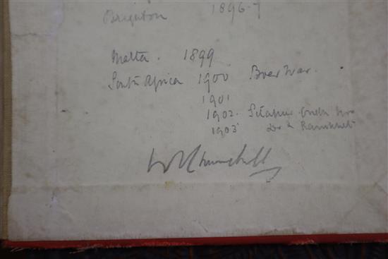 An Historical memoir of the 35th Royal Sussex Regiment on Foot, attributed on back leaf signature of Churchill,